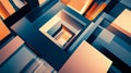 Layered 3D geometric shapes forming depth in a visually rich geometric 3D background, Generated AI