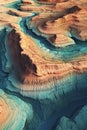 A layered 3D terrain map showing river systems with GIS data overlays.