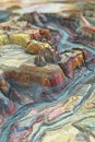 A layered 3D terrain map showing river systems with GIS data overlays.