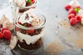 Layered dessert with chocolate cake and whipped cream Royalty Free Stock Photo