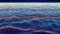 Orange and blue digital wave pattern with glowing particles and depth abstract background Royalty Free Stock Photo