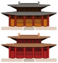 Layered editable vector illustration of asian traditional style building profile