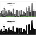 Layered editable vector illustration sihouette of Shanghai,China