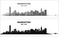 Layered editable vector illustration silhouette of Manhattan, New York City, USA