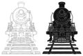 Vector illustration silhouette of old fashioned steam locomotive