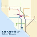 Vector illustration of the subway diagram of Los Angeles,USA