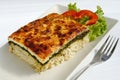 Layered fish and rice