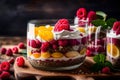 layered fruit dessert in glass