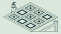Layered Geometric Pattern with Overlapping Shapes, vector design Generative AI Royalty Free Stock Photo