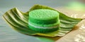 Layered Green Rice Cake Dessert On Banana Leaf Royalty Free Stock Photo