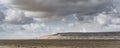 Layered hills of the Ustyurt plateau in the steppe of lime, chalk and sand Royalty Free Stock Photo