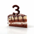 Layered Illusion Cake With Chocolate Number Three Royalty Free Stock Photo
