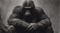 Layered Imagery: A Captivating Studio Portrait Of A Sitting Gorilla