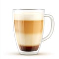 A layered latte in a glass mug, isolated on a transparent background, image Royalty Free Stock Photo