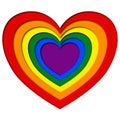 Layered LGBT colored rainbow heart