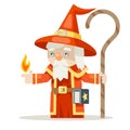 Layered mage sorcerer warlock wiseman fantasy medieval action RPG game character animation ready vector illustration