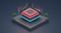 Layered Microchip Technology Data Processing System Visualization: Advanced Computing Architecture Royalty Free Stock Photo