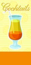 Layered orange and yellow alcoholic cocktail with straw banner, summer drink, cocktail party celebration flyer Royalty Free Stock Photo