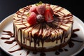 Layered perfection chocolate, vanilla, and strawberry unite in sweet harmony