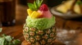 Layered Pineapple Granita with Raspberry and Mango Royalty Free Stock Photo
