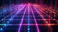 Layered Qubit Array with Control Lines | Modular Scalability in Subtle Neon Style Royalty Free Stock Photo