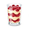 Layered Raspberry and Cream Dessert in Clear Glass Illustration on White Background Royalty Free Stock Photo