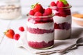 layered raspberry and vanilla chia seed pudding