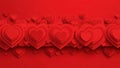 Layered Red Paper Hearts Forming a Decorative Border Against a Solid Red Background Royalty Free Stock Photo