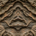 Layered rock formation resembling a symmetrical, abstract pattern. The texture is