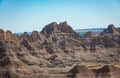 Layered Rock formations, steep Canyons and towering Spires of Badlands National Park in South Dakota.USA Royalty Free Stock Photo