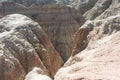 Layered Rock formations, steep Canyons and towering Spires of Badlands National Park in South Dakota.USA Royalty Free Stock Photo