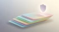 Layered security concept with shield icon, pastel colors, digital illustration Royalty Free Stock Photo