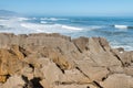 layered sediment rock formation at Punakaiki, West Coast, New Zealand Royalty Free Stock Photo