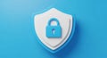 Layered Shield Icon with a Blue Padlock Symbol on a Blue Background security protection Royalty Free Stock Photo