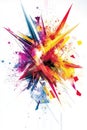 Layered triangular shapes in vibrant colors create abstract geometric art.