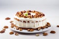 Layered vanilla cake with nuts
