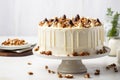 Layered vanilla cake with nuts