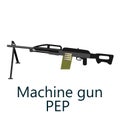 Layered vector illustration of Machine Gun PEP, military weapon automatic machinegun