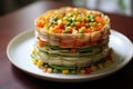 Layered vegetable pie. Generate Ai