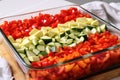 layered vegetables for ratatouille before cooking