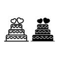 Layered wedding cake line and glyph icon. Wedding cake vector illustration isolated on white. Tiered cake outline style