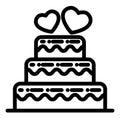 Layered wedding cake line icon. Wedding cake vector illustration isolated on white. Tiered cake outline style design