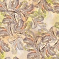 Layered wood fungus texture watercolor and graphic seamless pattern. Hand drawn illustration Royalty Free Stock Photo