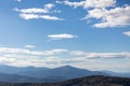 Layers of the Blue Ridge Mountains of North Carolina, blue sky with white clouds above, Appalachian landscape Royalty Free Stock Photo