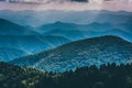 Layers of the Blue Ridge Mountains seen from Cowee Mountains Overlook on the Blue Ridge Parkway in North Carolina. Royalty Free Stock Photo