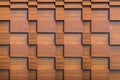 Layers of brown wood decoration on wall.modern decor.texture on wall.