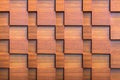 Layers of brown wood decoration on wall.modern decor.texture on wall. Royalty Free Stock Photo