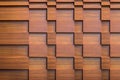 Layers of brown wood decoration on wall.modern decor.texture on wall. Royalty Free Stock Photo