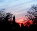 Sunset behind Church in Port Washington Wisconsin Royalty Free Stock Photo