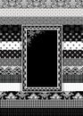 Black, White and Gray Background with layers of designer patterns with Text Area in the center with motif.